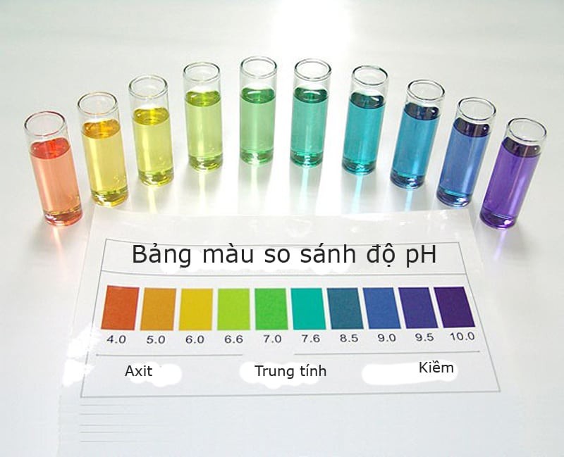 bảng so sánh độ pH của nước