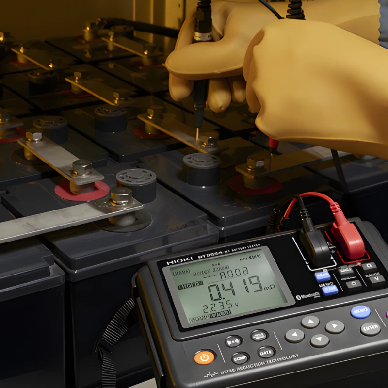 HIOKI BT3554-51 (4) Hioki BT3554-51 đo nội trở ắc quy 3mΩ–3Ω (AC-IR 1kHz) và điện áp DC ±60V. Auto Hold/Memory, lưu 6000 dữ liệu.