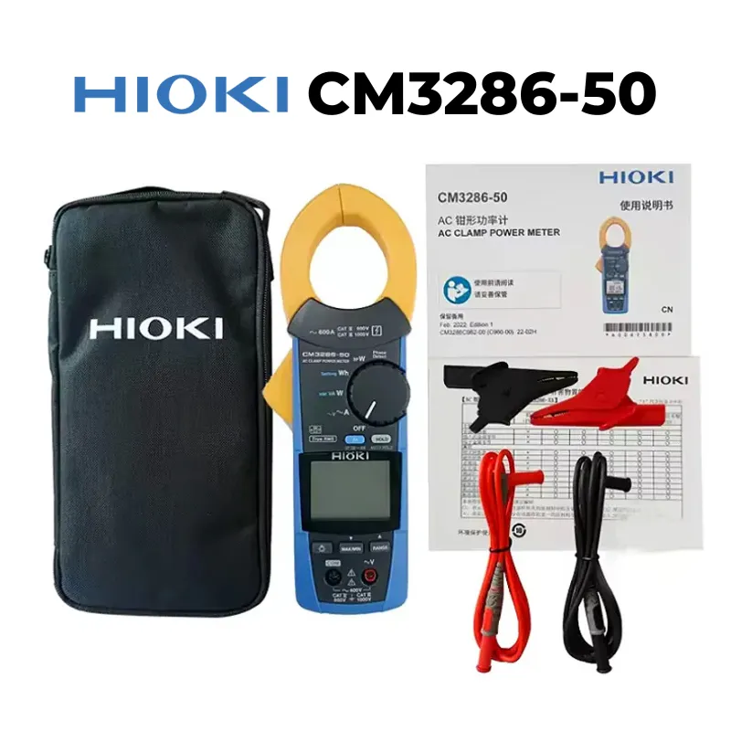 Hioki CM3286-50 ampe kìm đo công suất AC True RMS: V/A/P/PF, phát hiện thứ tự pha, đo từ 5W–360kW, CAT IV 600V
