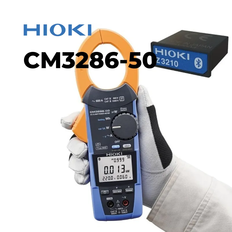 HIOKI CM3286-50 (3) Hioki CM3286-50 ampe kìm đo công suất AC True RMS: V/A/P/PF, phát hiện thứ tự pha, đo từ 5W–360kW, CAT IV 600V