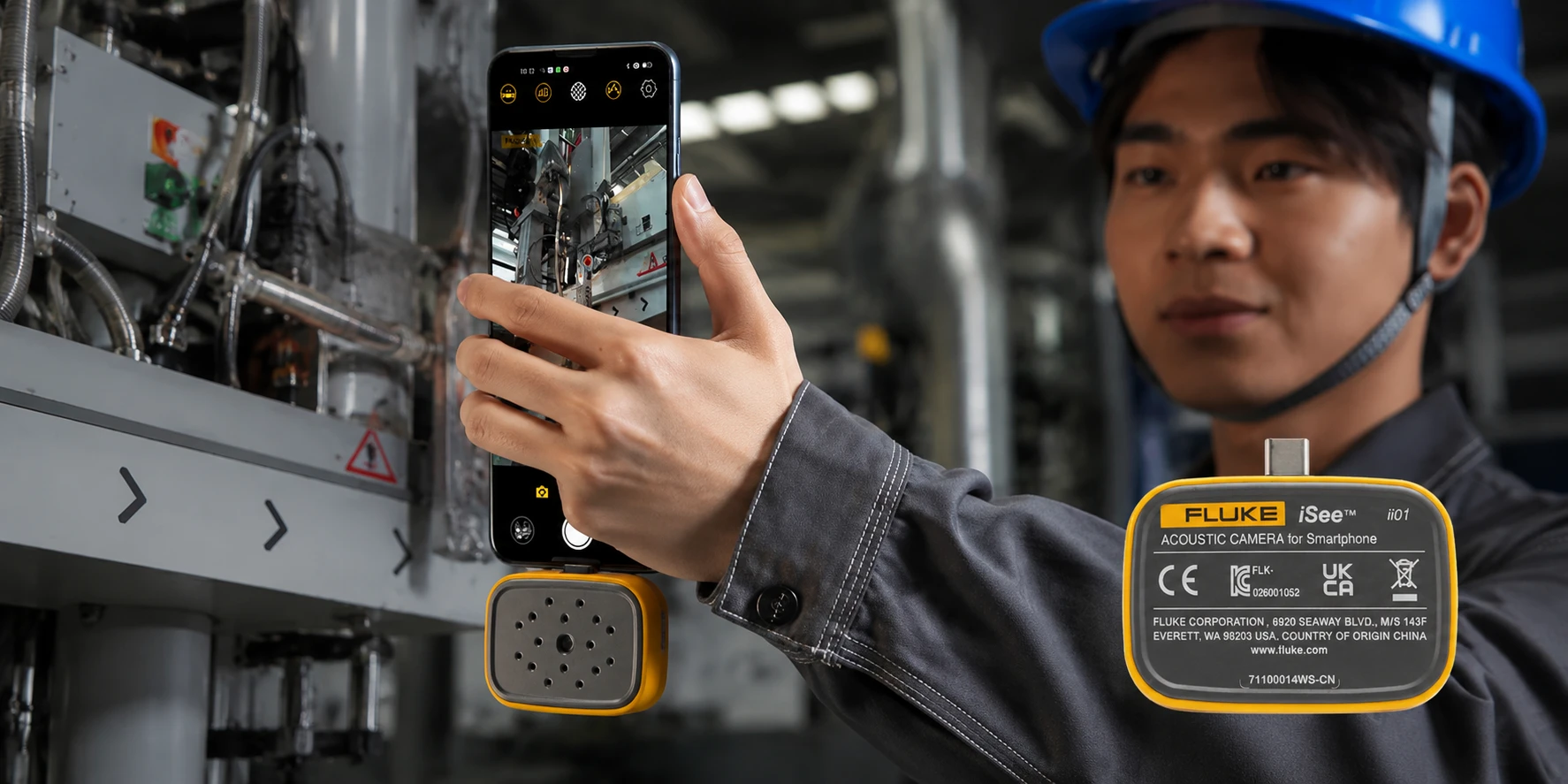 Camera âm thanh Fluke ii01 dùng kiểm tra rò rỉ khí và âm thanh bất thường trong nhà máy